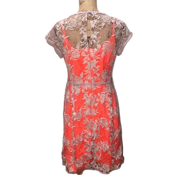 NWT Nanette Lepore Waldorf Girl Sheath Orange Crepe w/Lavender Lace Dress 10 - Picture 5 of 14